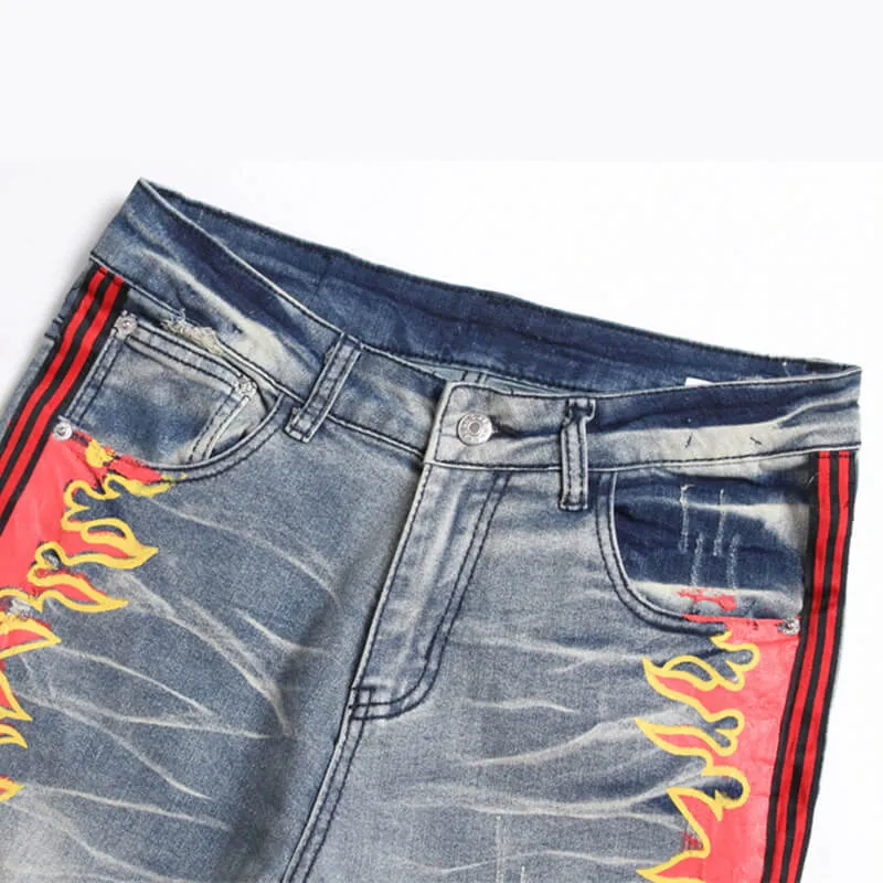 Flame Print Cotton Distressed Pants sold by GTHIC product image thumbnail 3