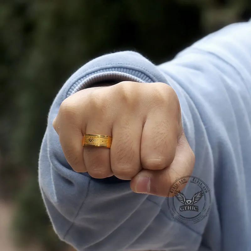 Gold Plated AG Masonic Stainless Steel Band Ring sold by GTHIC product image thumbnail 2