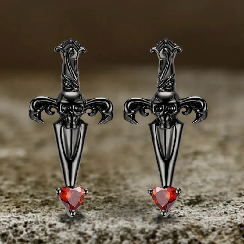 Skull Sword Sterling Silver Gothic Stud Earrings sold by GTHIC