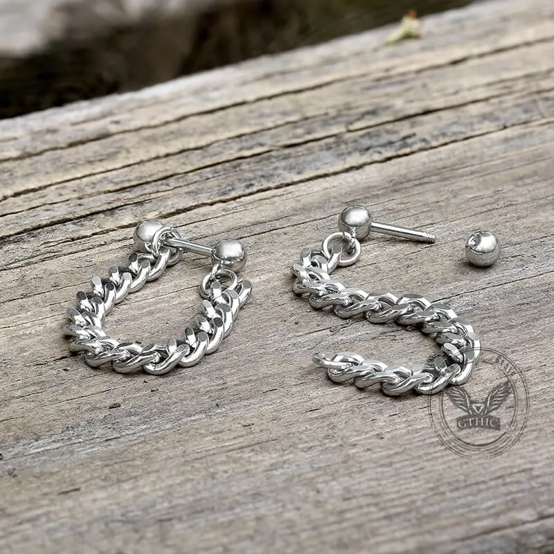 Simple Chain Design Front-back Stainless Steel Earrings sold by GTHIC product image thumbnail 4