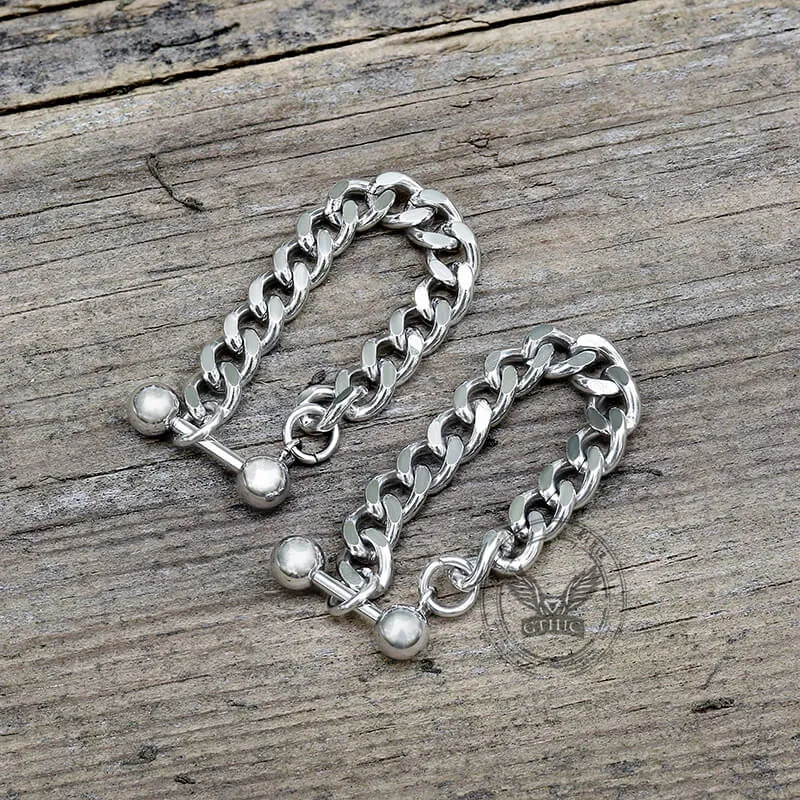 Simple Chain Design Front-back Stainless Steel Earrings sold by GTHIC product image thumbnail 5