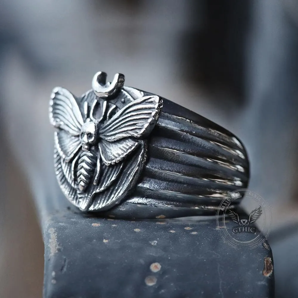 Skull Moth Butterfly Stainless Steel Ring sold by GTHIC product image thumbnail 4