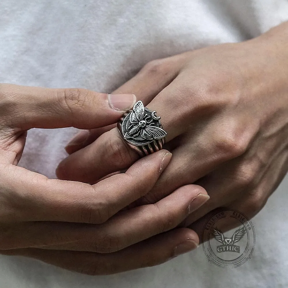 Skull Moth Butterfly Stainless Steel Ring sold by GTHIC product image thumbnail 3