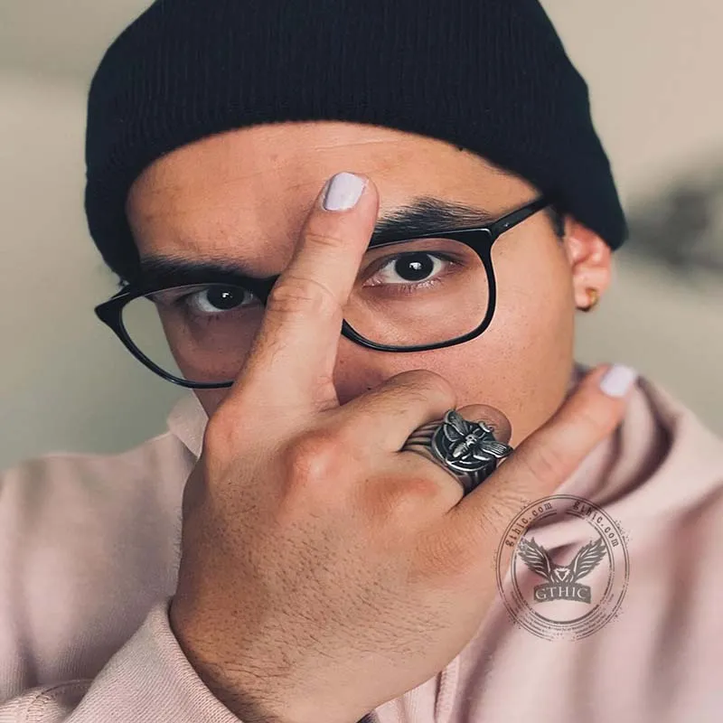 Skull Moth Butterfly Stainless Steel Ring sold by GTHIC product image thumbnail 2