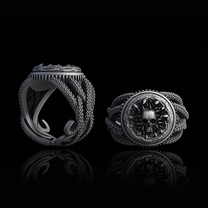 Skull Head Octopus Tentacles Sterling Silver Ring sold by GTHIC product image thumbnail 3