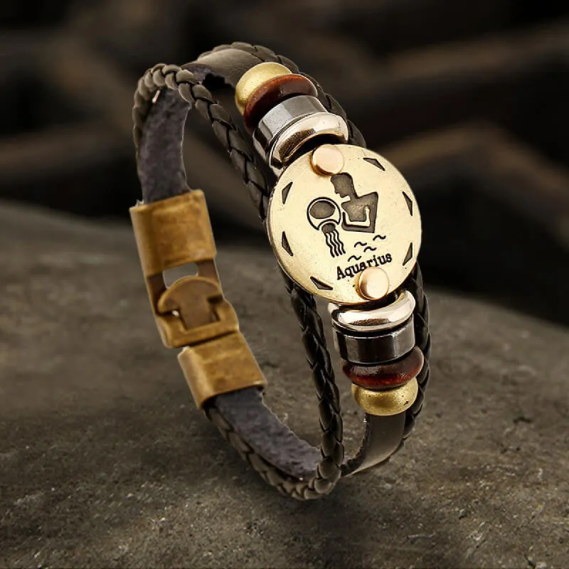12 Constellation Alloy Leather Bracelet sold by GTHIC