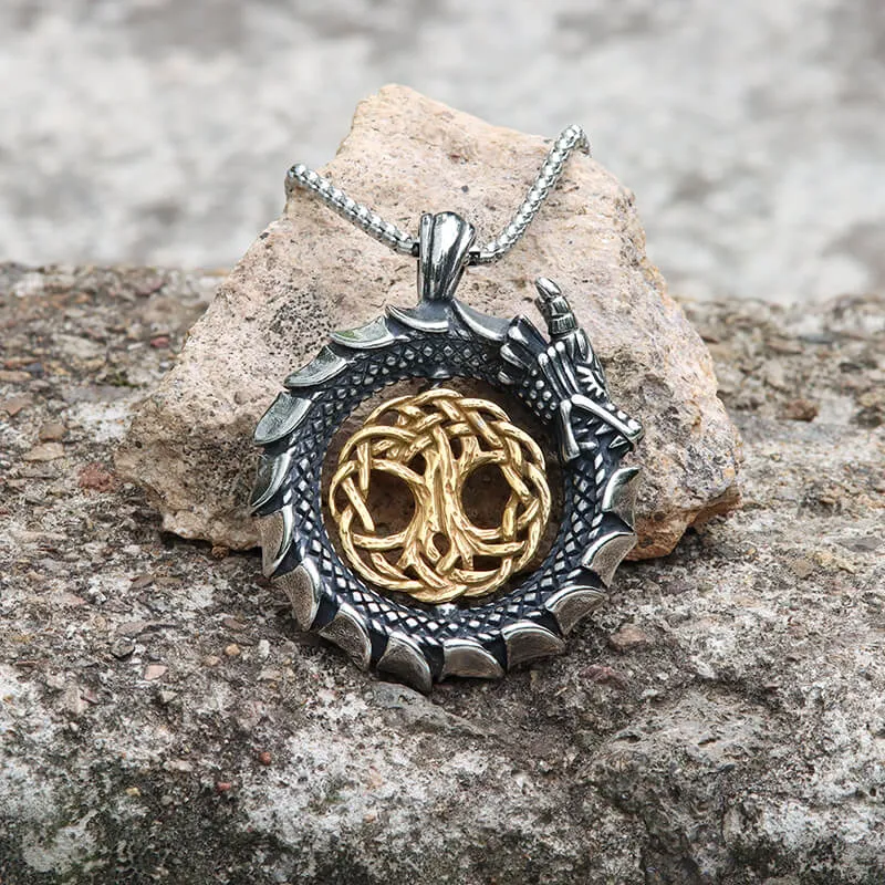 Ouroboros Tree of Life Stainless Steel Spinner Pendant sold by GTHIC