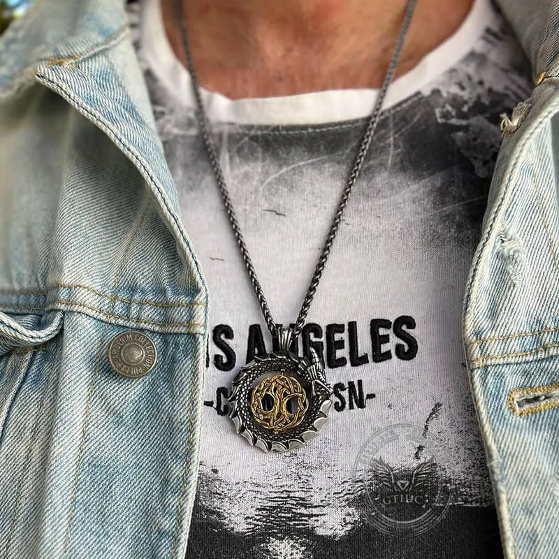 Ouroboros Tree of Life Stainless Steel Spinner Pendant sold by GTHIC product image thumbnail 2