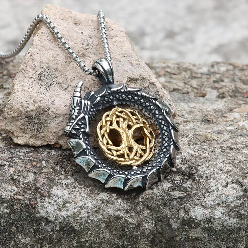 Ouroboros Tree of Life Stainless Steel Spinner Pendant sold by GTHIC product image thumbnail 4