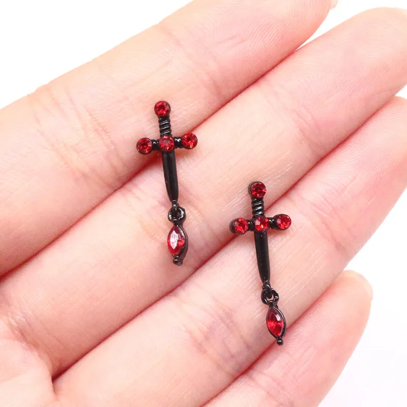 Gothic Sword Inlaid Red Zircon Stainless Steel Nose Ring sold by GTHIC product image thumbnail 4