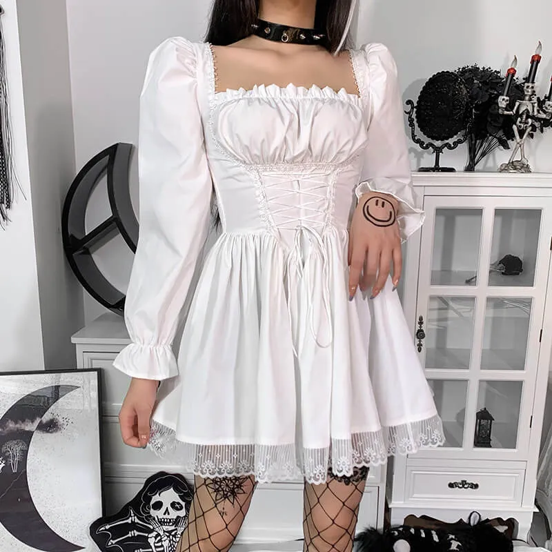 Gothic A-Line Square Neck Puff Sleeve Mini Dress sold by GTHIC product image thumbnail 4