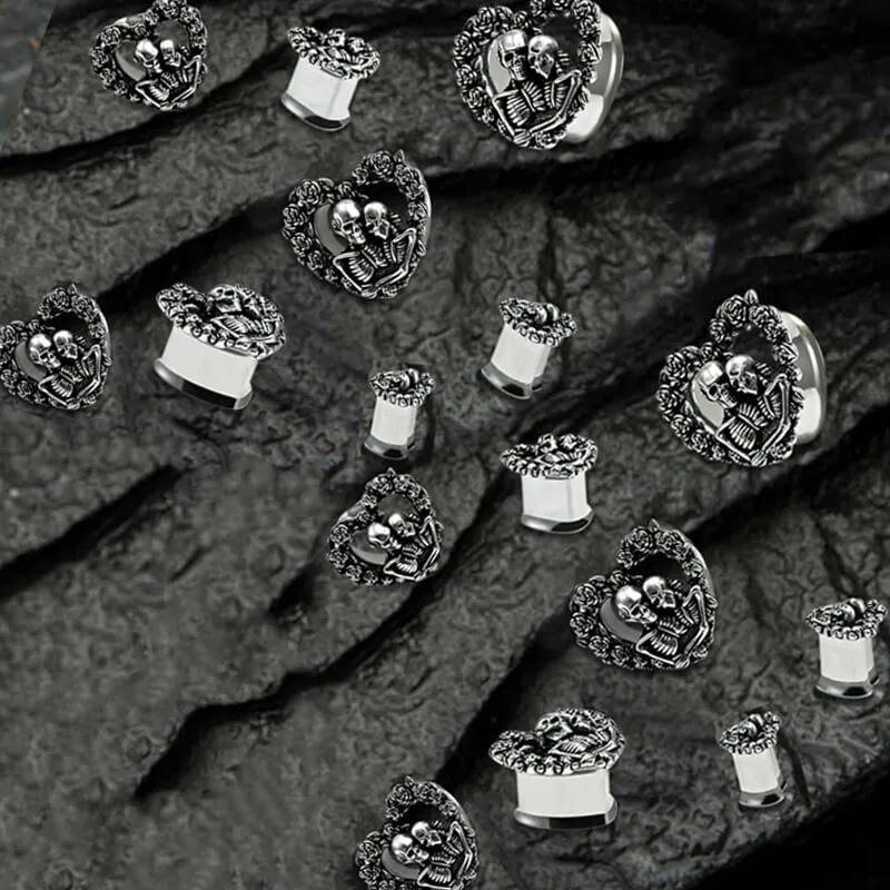Loved Heart Skull Stainless Steel Ear Gauges sold by GTHIC product image thumbnail 5