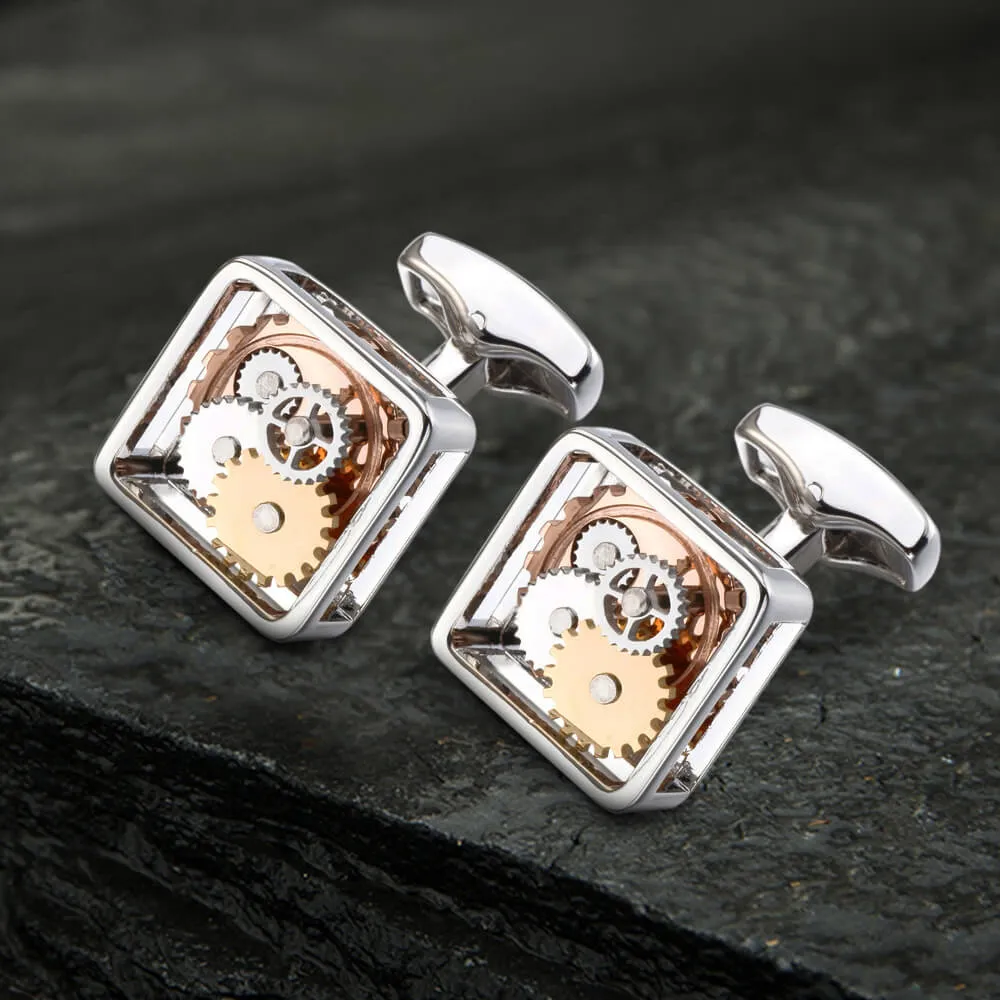 Square Gear Brass Whale Back Cufflinks sold by GTHIC product image thumbnail 3