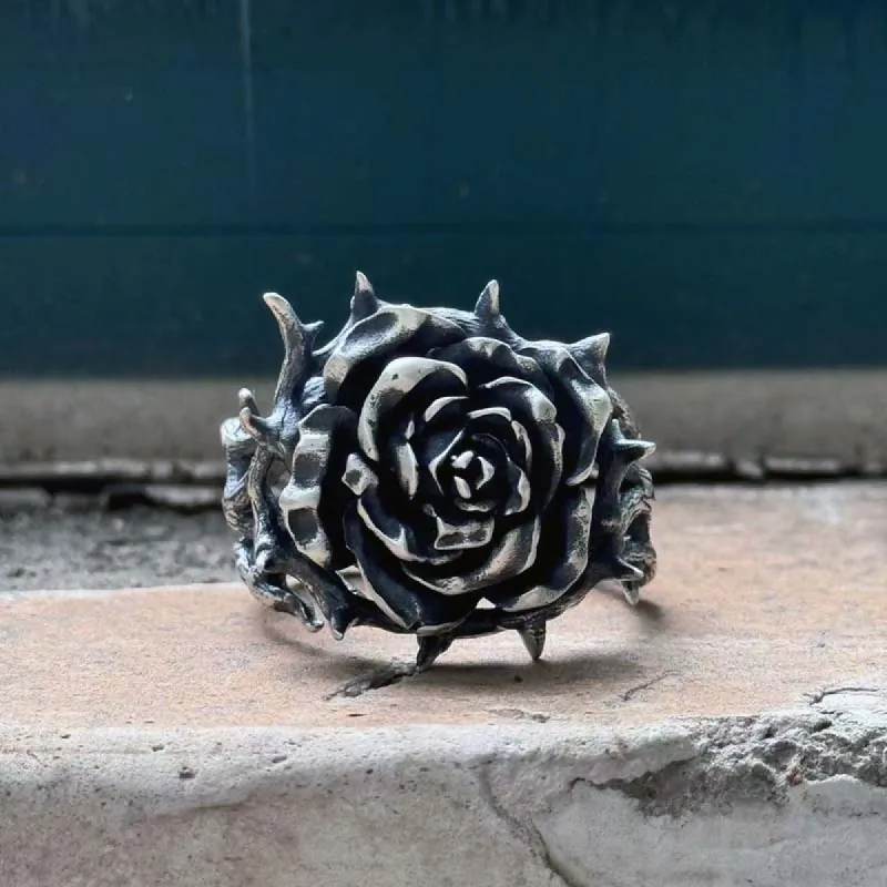Vintage Thorns Vine Rose Sterling Silver Ring sold by GTHIC