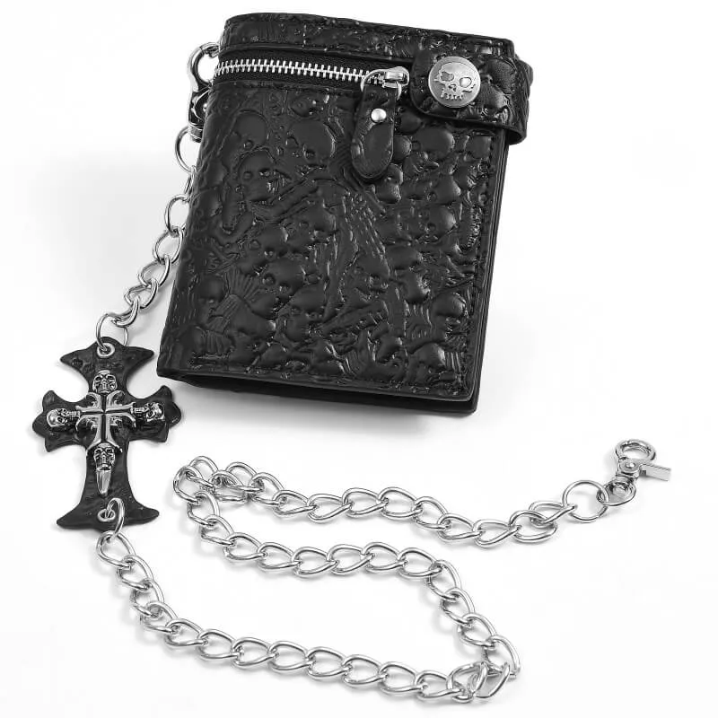 Gothic Skulls Embossed Bifold Chain Wallet sold by GTHIC