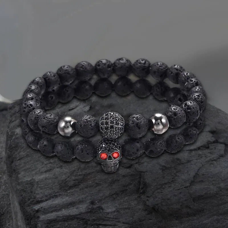 Red Eye Skull Volcanic Rock Bracelet Set sold by GTHIC