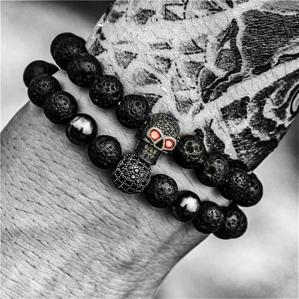 Red Eye Skull Volcanic Rock Bracelet Set sold by GTHIC product image thumbnail 2