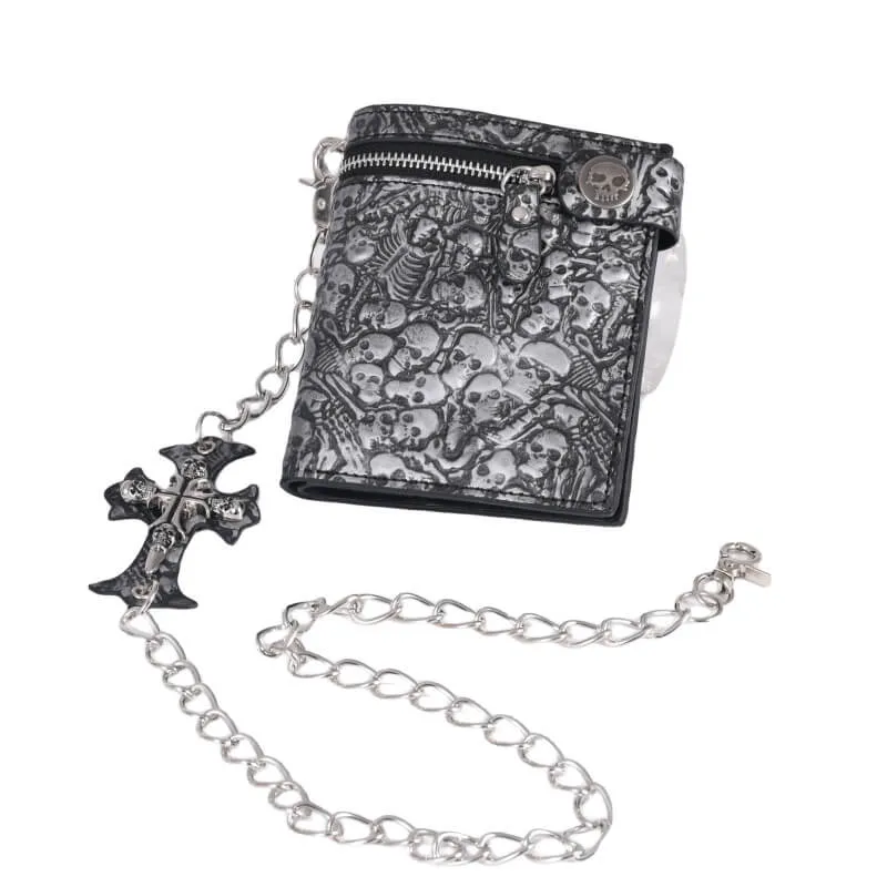 Gothic Skulls Embossed Bifold Chain Wallet sold by GTHIC product image thumbnail 3