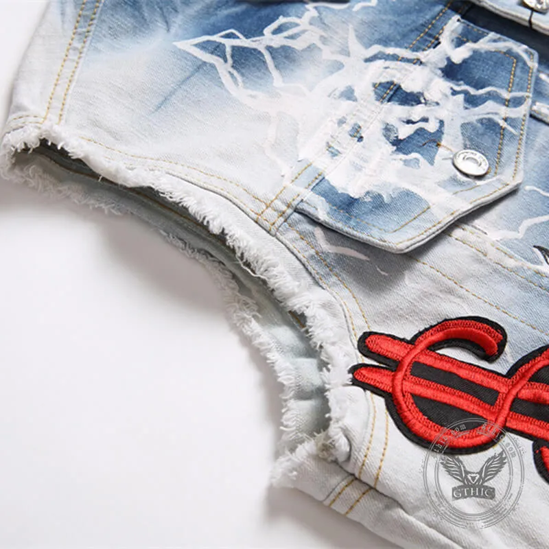 Fearless Denim Cotton Biker Vest sold by GTHIC product image thumbnail 5