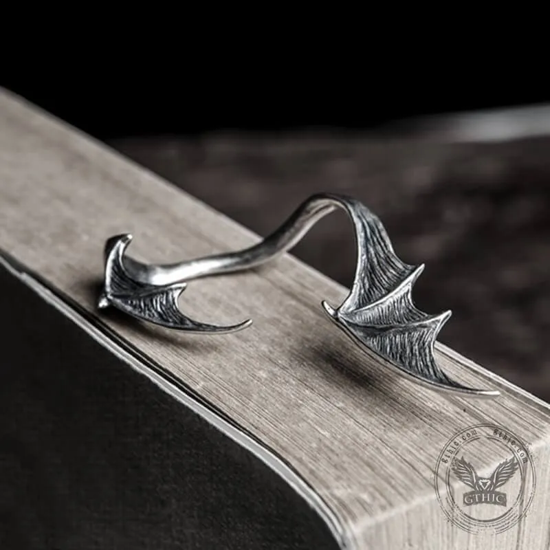 Gothic Bat Wing Sterling Silver Stud Earrings sold by GTHIC product image thumbnail 5