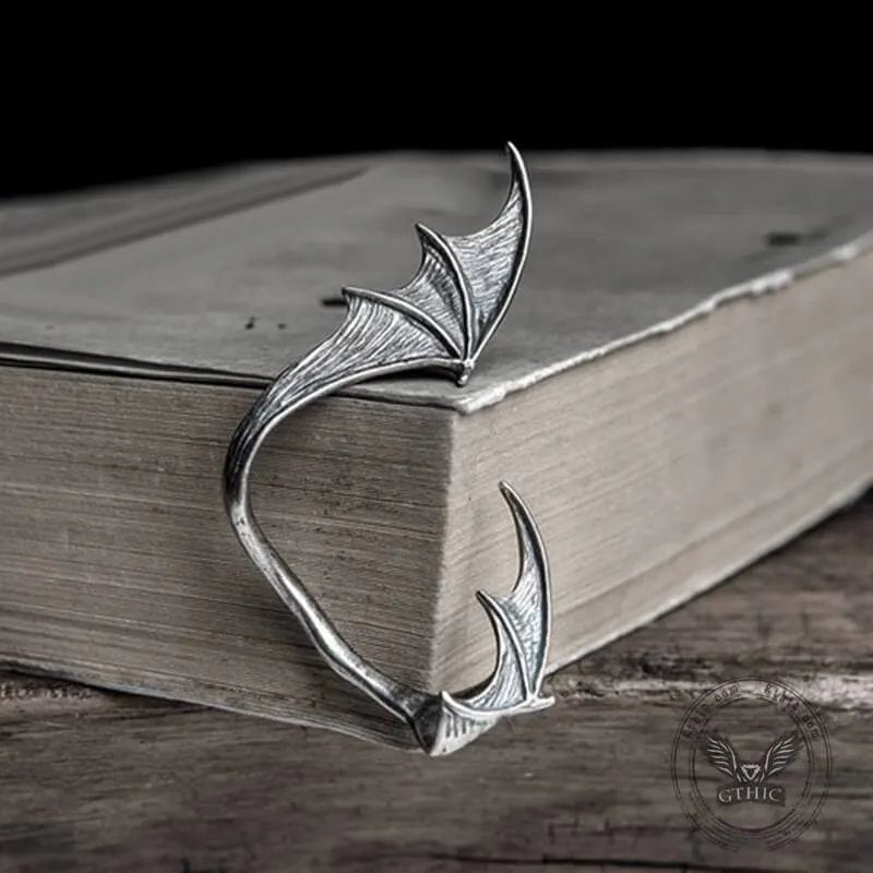 Gothic Bat Wing Sterling Silver Stud Earrings sold by GTHIC product image thumbnail 3