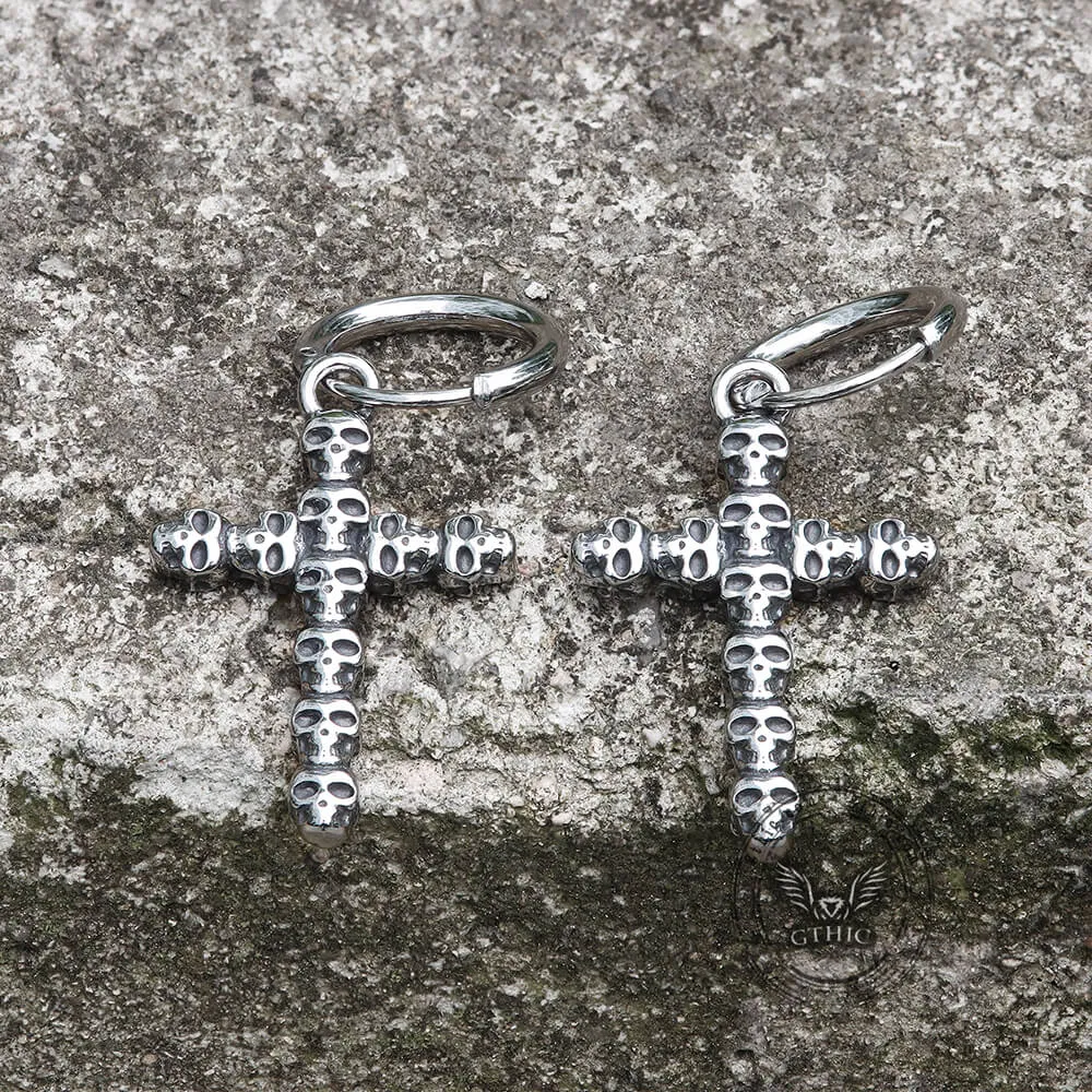 Skull Cross Stainless Steel Earring sold by GTHIC product image thumbnail 4