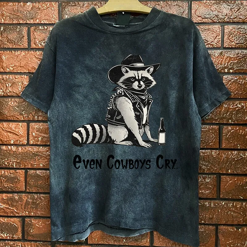 Vintage Washed Even Cowboys Cry Short Sleeve T-shirt sold by GTHIC