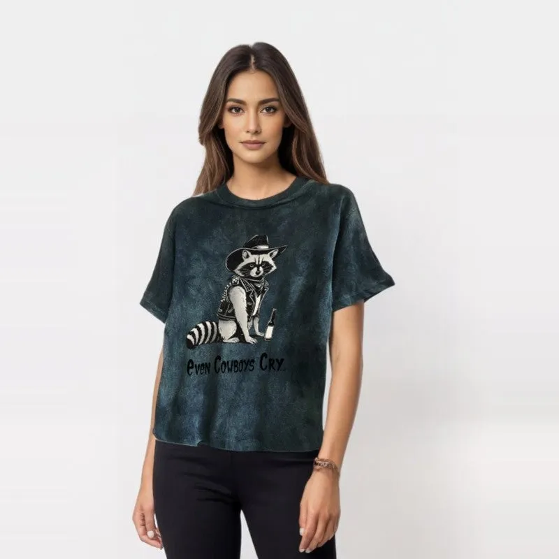 Vintage Washed Even Cowboys Cry Short Sleeve T-shirt sold by GTHIC product image thumbnail 2