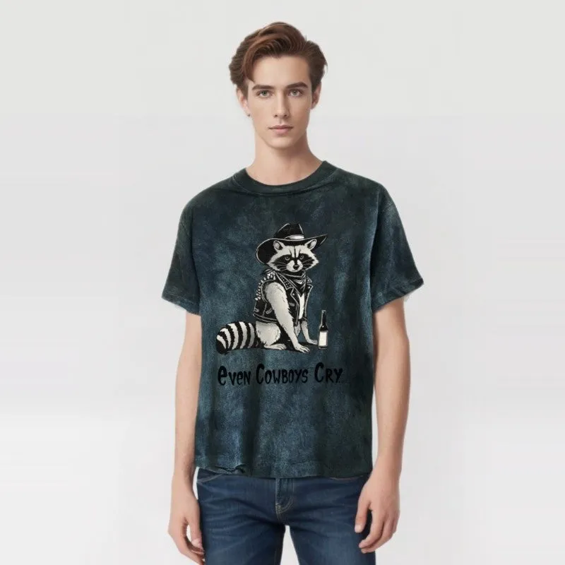 Vintage Washed Even Cowboys Cry Short Sleeve T-shirt sold by GTHIC product image thumbnail 3