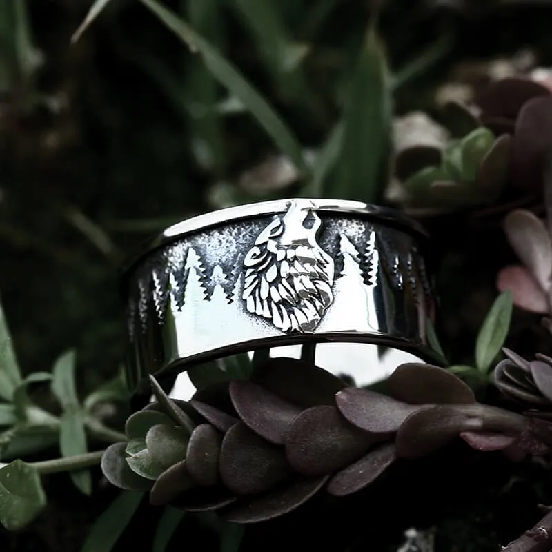 Howling Lone Wolf Stainless Steel Ring sold by GTHIC product image thumbnail 3