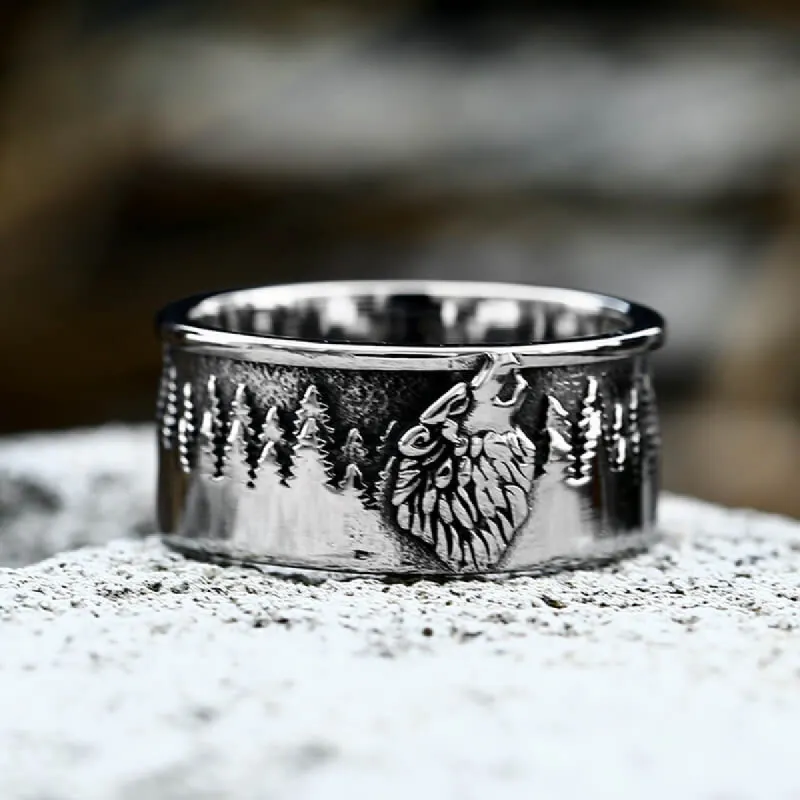 Howling Lone Wolf Stainless Steel Ring sold by GTHIC