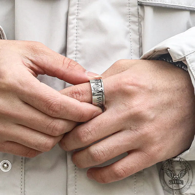 Howling Lone Wolf Stainless Steel Ring sold by GTHIC product image thumbnail 2