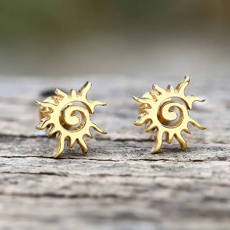Simple Sun Pattern Stainless Steel Stud Earrings sold by GTHIC product image thumbnail 5