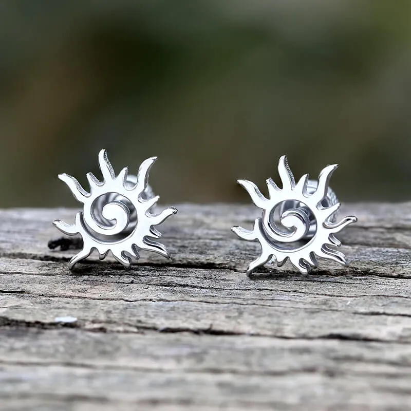 Simple Sun Pattern Stainless Steel Stud Earrings sold by GTHIC product image thumbnail 3