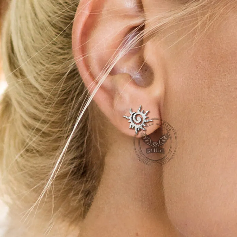Simple Sun Pattern Stainless Steel Stud Earrings sold by GTHIC product image thumbnail 2