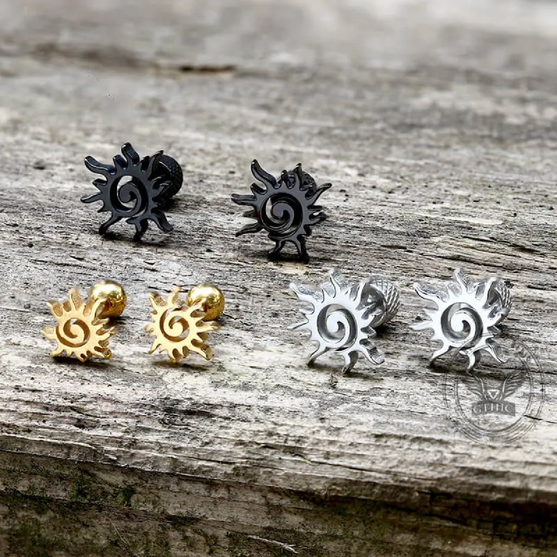 Simple Sun Pattern Stainless Steel Stud Earrings sold by GTHIC