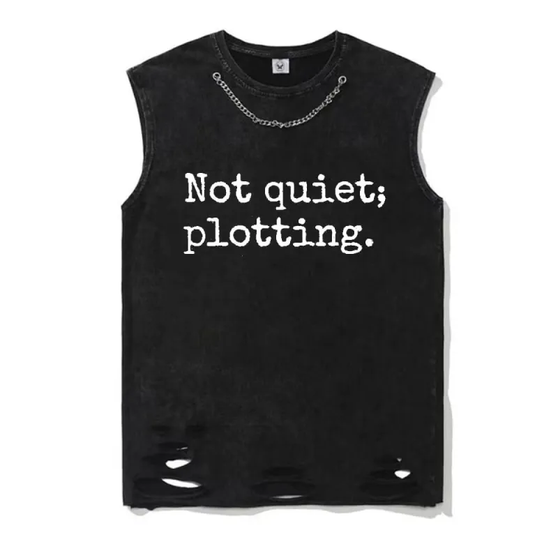 Vintage Washed Not Quiet Plotting Cotton Vest Top sold by GTHIC