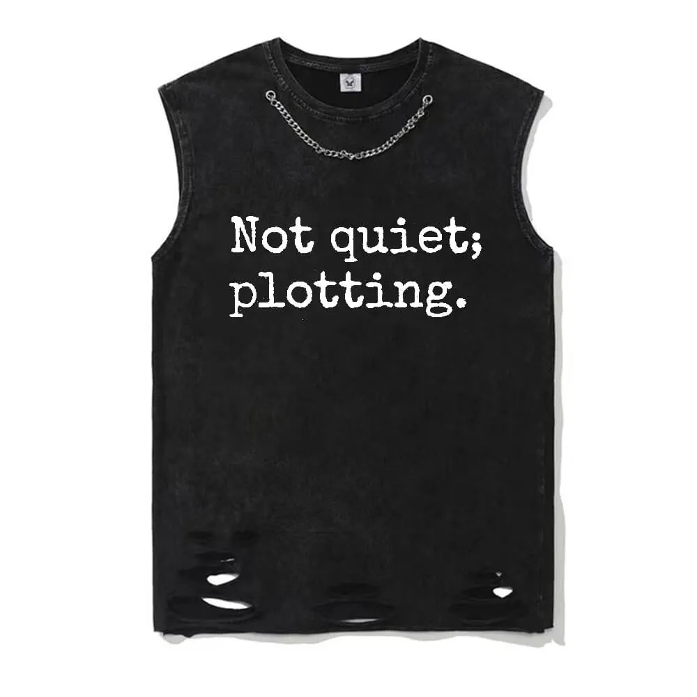 Vintage Washed Not Quiet Plotting Cotton Vest Top sold by GTHIC