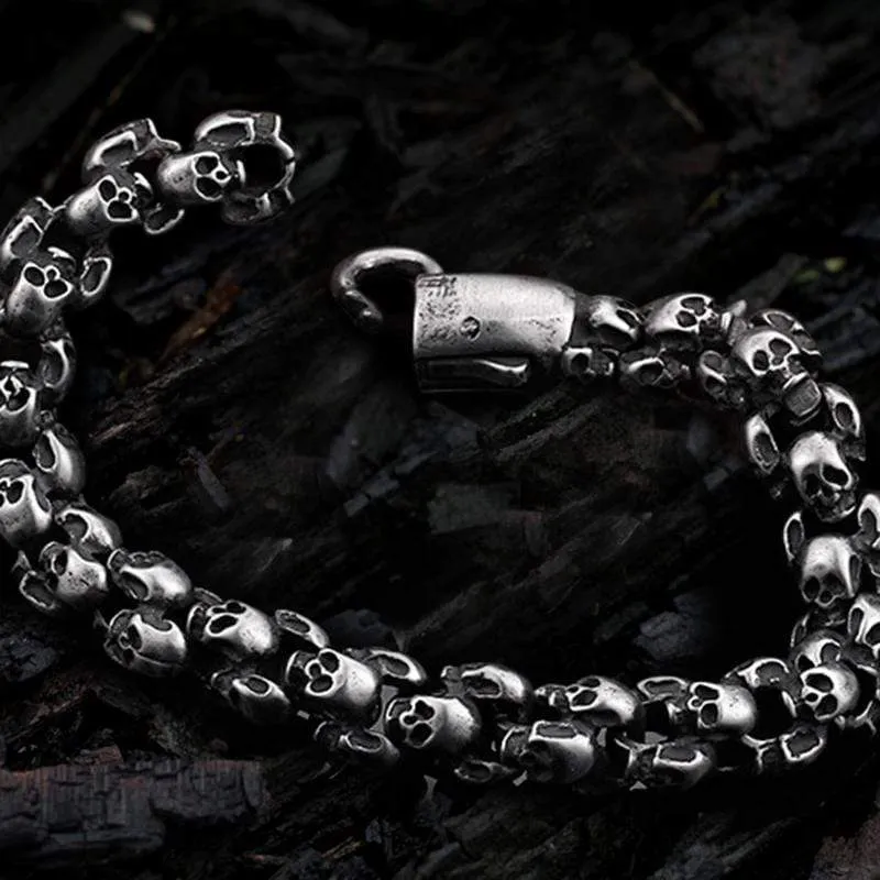 Vintage Stainless Steel Skull Bracelet sold by GTHIC product image thumbnail 4