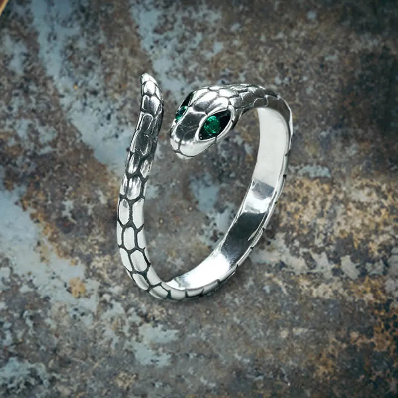Green Eye Snake Stainless Steel Ring sold by GTHIC