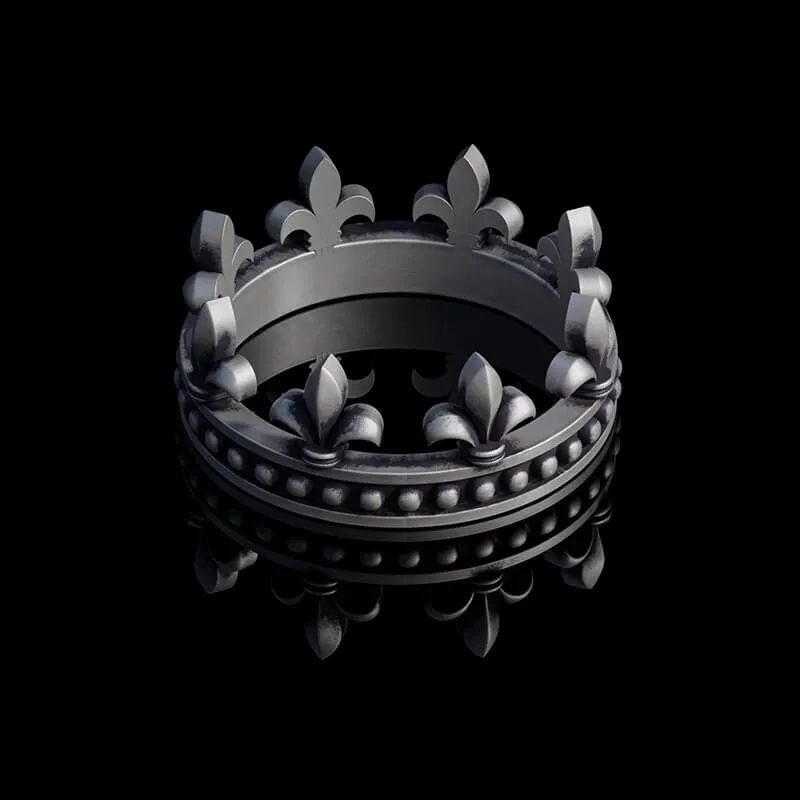 Vintage Fleur-De-Lis Crown Sterling Silver Ring sold by GTHIC product image thumbnail 4