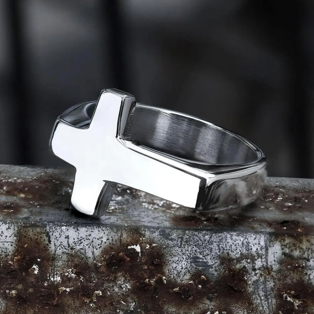 Classic Sideways Cross Stainless Steel Ring sold by GTHIC