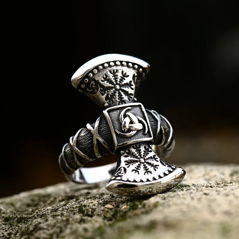 Triskele Helm of Awe Stainless Steel Viking Ring sold by GTHIC