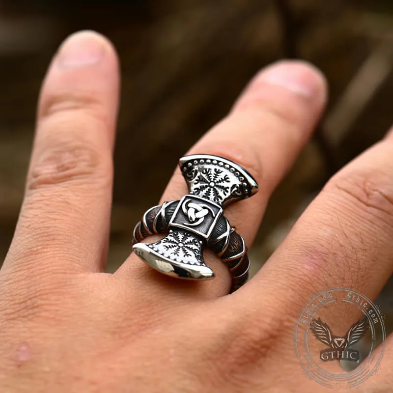 Triskele Helm of Awe Stainless Steel Viking Ring sold by GTHIC product image thumbnail 2