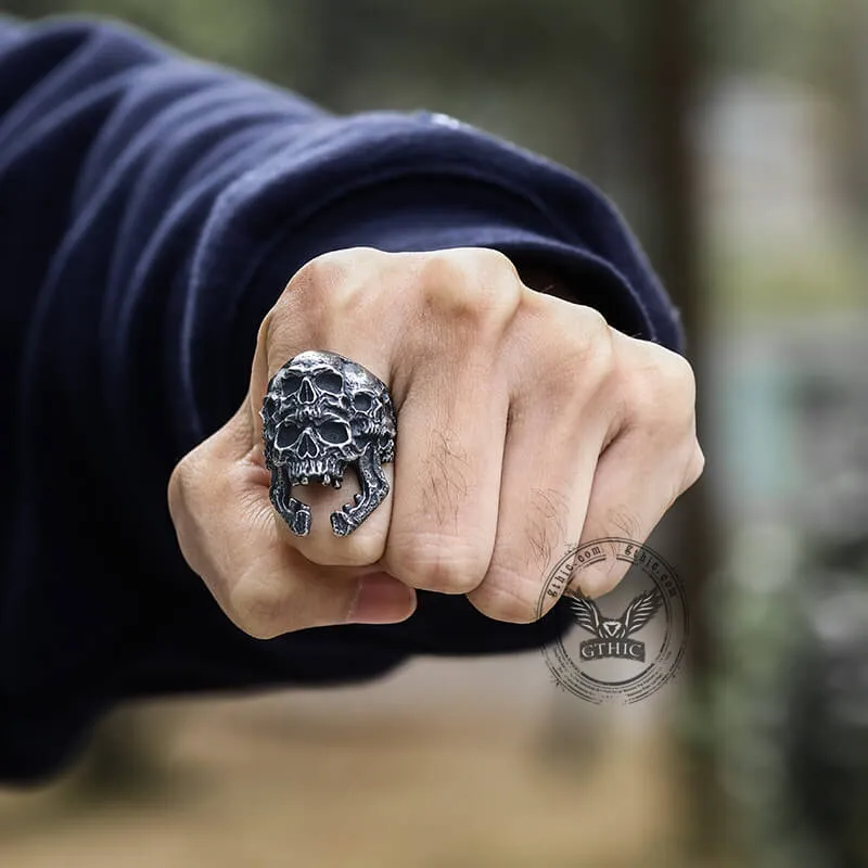 Roaring Multifaceted Skull Stainless Steel Ring sold by GTHIC product image thumbnail 2