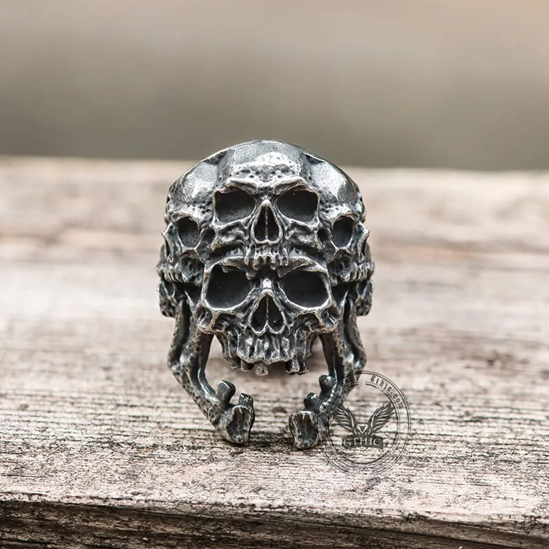Roaring Multifaceted Skull Stainless Steel Ring sold by GTHIC product image thumbnail 4