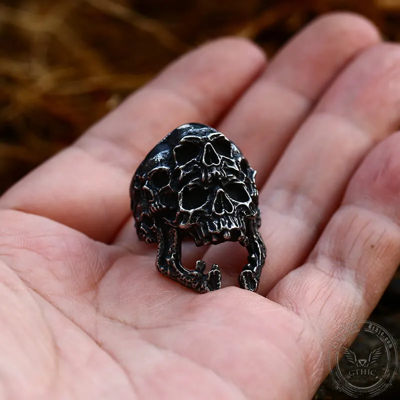 Roaring Multifaceted Skull Stainless Steel Ring sold by GTHIC product image thumbnail 3