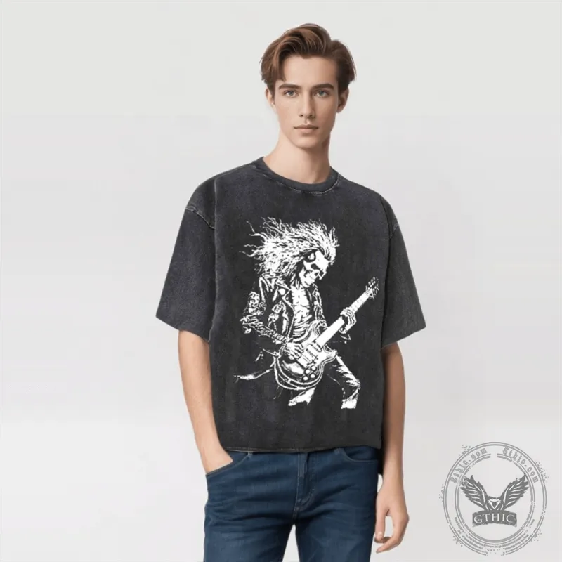 Vintage Washed Crazy Rock Guitar T-shirt sold by GTHIC product image thumbnail 3
