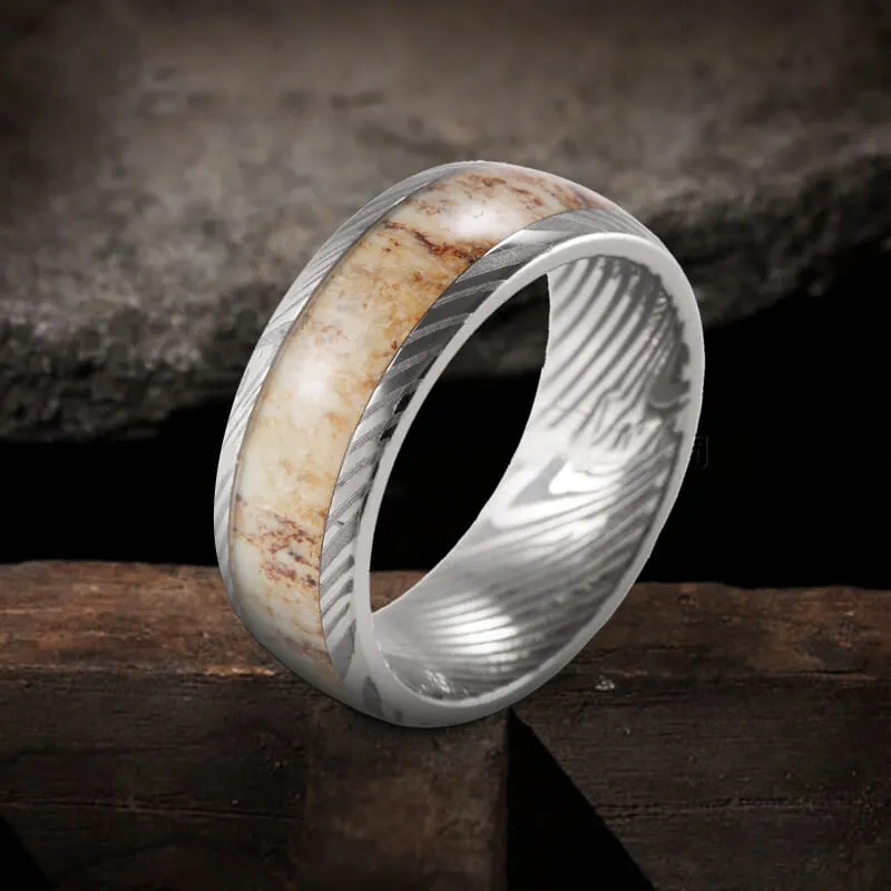 Damascus Steel Pattern Stainless Steel Ring sold by GTHIC