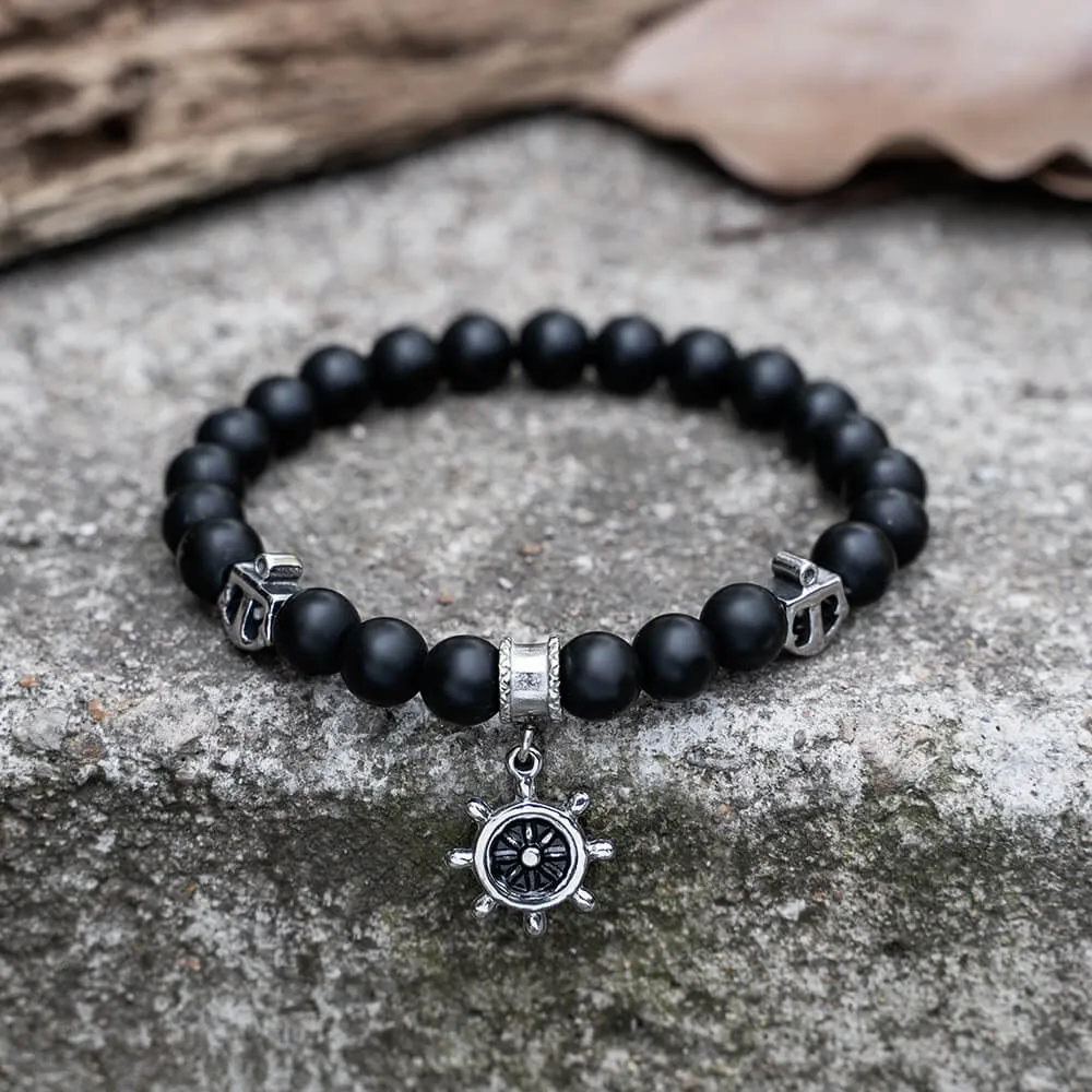 Anchor Rudder Stainless Steel Beaded Bracelet sold by GTHIC